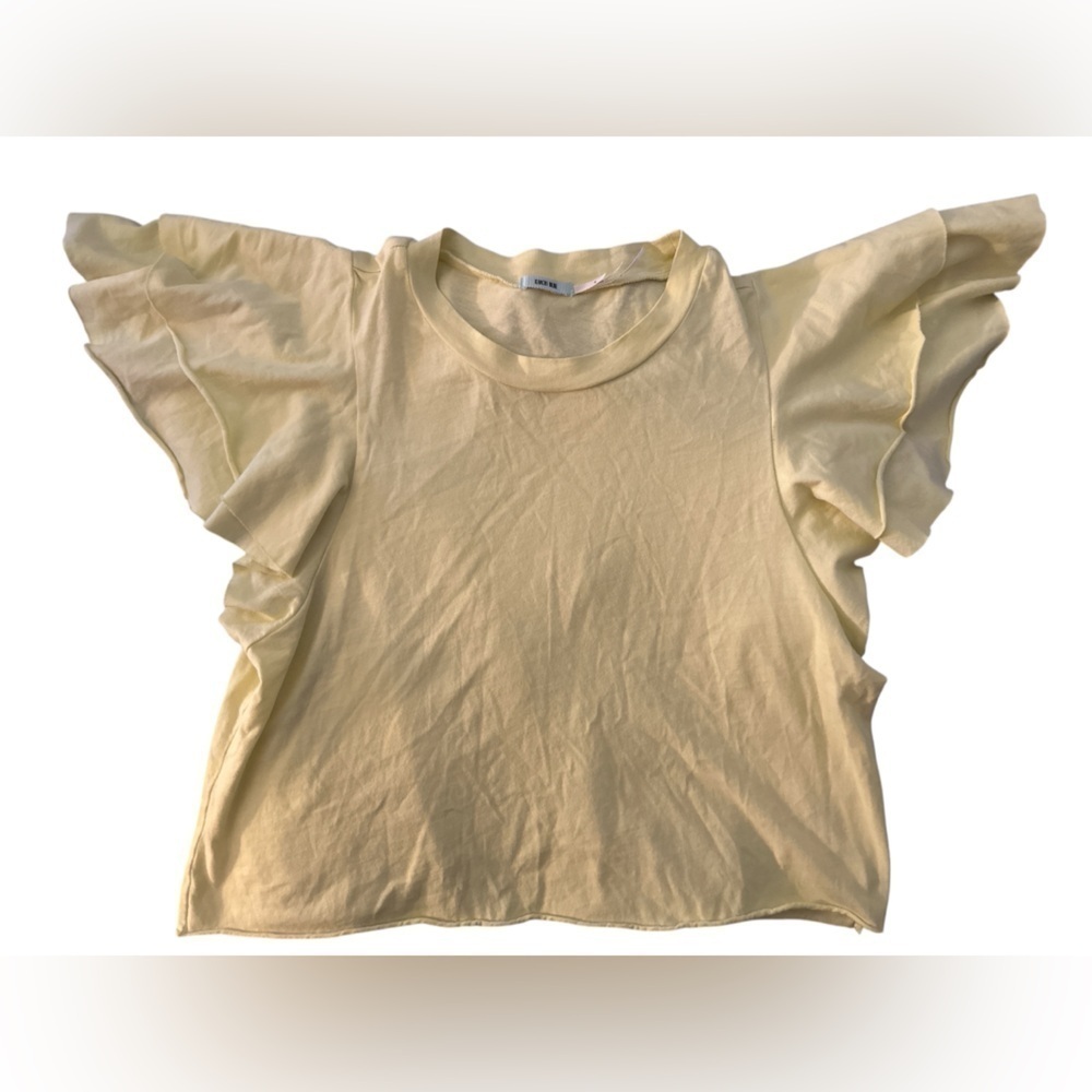 Kimchi Blue Light Yellow Ruffle Sleeve Tee